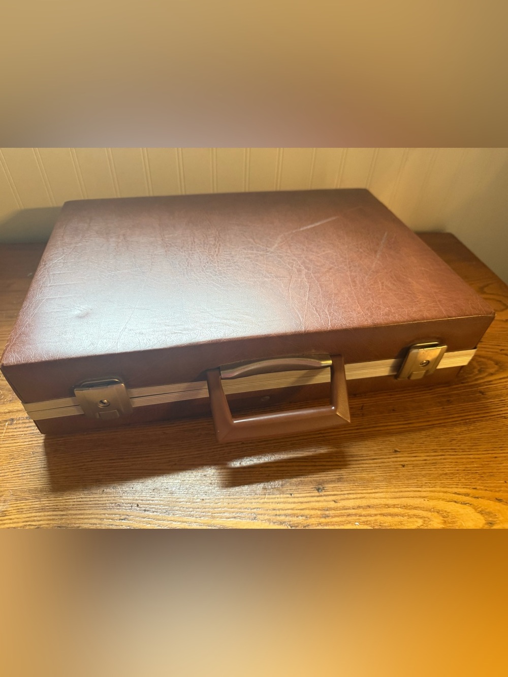 Vintage USA SAVOY Brown Carry Case Storage Organizer Briefcase with Top Handle